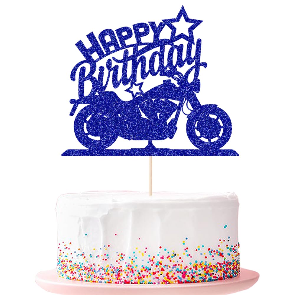 Ruscalin Happy Birthday Cake Topper Black Flash Motorcycle Party Decoration Birthday Party Cake Decoration