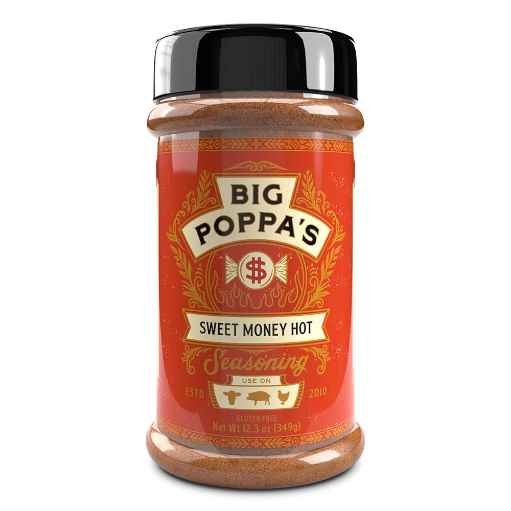 Big Poppa Smokers Sweet Money Hot Seasoning - Sweet & Spicy Blend, Gluten-Free Dry Rub for Smoking & Grilling, 12.3 Oz