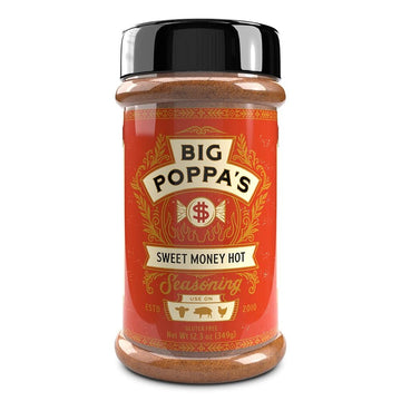 Big Poppa Smokers Sweet Money Hot Seasoning - Sweet & Spicy Blend, Gluten-Free Dry Rub for Smoking & Grilling, 12.3 Oz