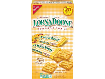 NABISCO Lorna Doone Shortbread Cookies - 30 Count, 1.5 Ounce Packs, Golden Color, Model 00044000013141