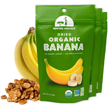 Mavuno Harvest Dried Banana Chips, Organic, Unsweetened, Gluten Free, Vegan, 2 Oz, Pack of 3