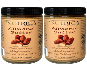 Nutrica Organics Almond Butter, Single Ingredient, No Additives, Vegan, 18.5 Ounce (Pack of 2)