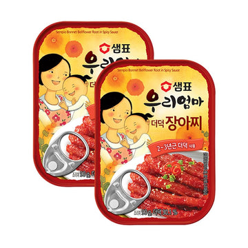 KOREAC_ Bonnet Bellflower Root In Spicy Sauce (3.17 oz, 90g, 2 PACK) _Korean Instant Food Banchan Side Dishes