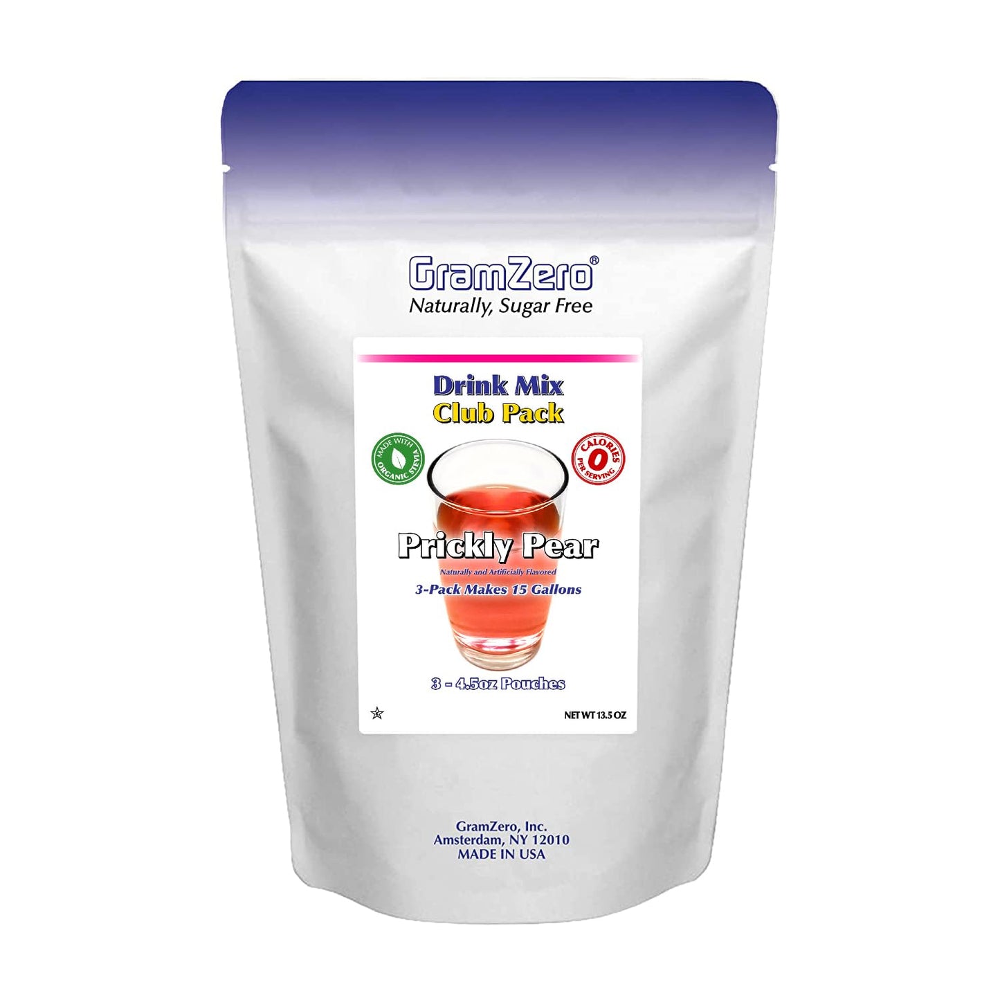 GramZero Prickly Pear Zero Calorie Sugar Free Drink Mix, Great For Nutrition Club Loaded Tea, Stevia Sweetened