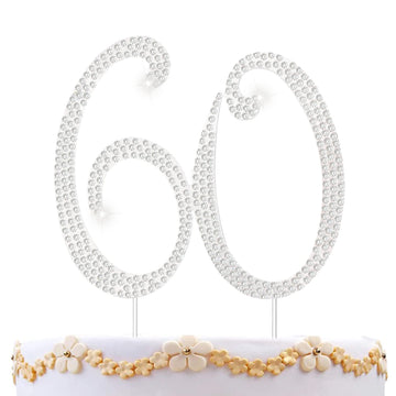 60Th Birthday Decorations Women 60 Cake Topper 60Th Birthday Cake Topper Silver Rhinestone Diamond Bling Anniversary Wedding Cak