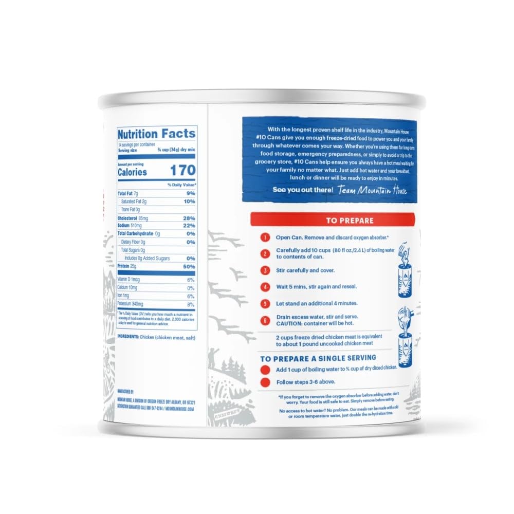 Mountain House Cooked Diced Chicken | Freeze Dried Survival & Emergency Food | #10 Can | Gluten-Free, 30235-Parent