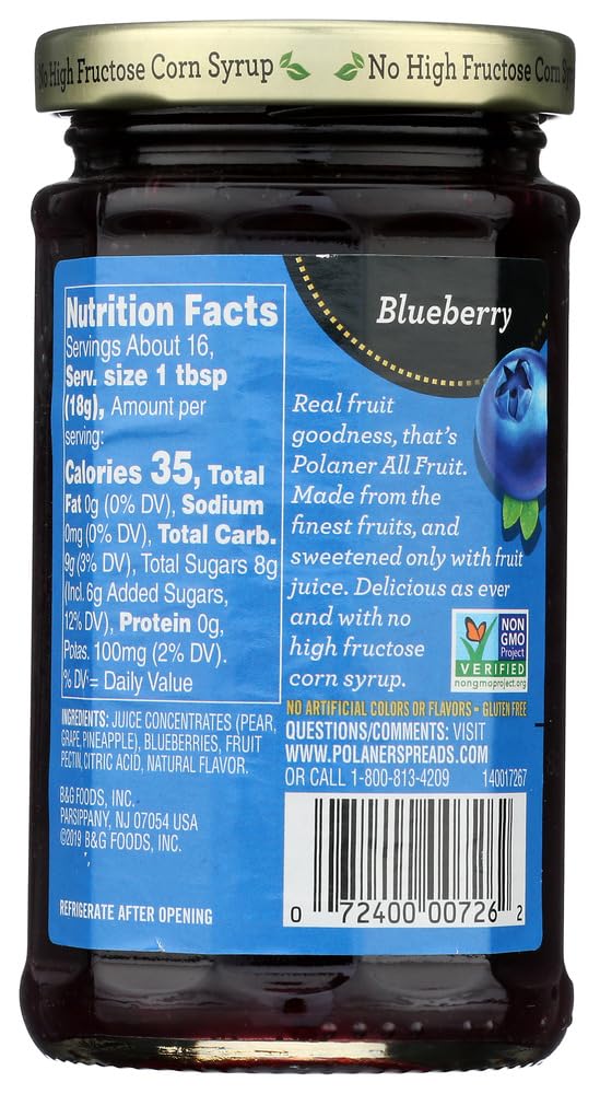 Polaner All Fruit With Fiber Blueberry Spreadable Fruit 10 Oz