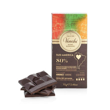 Venchi 80% South American Dark Chocolate Bar 2.46Oz - Gluten Free - Hints Of Sweet Flowers, Honey, And Ripe Fruit - Vegan Friend