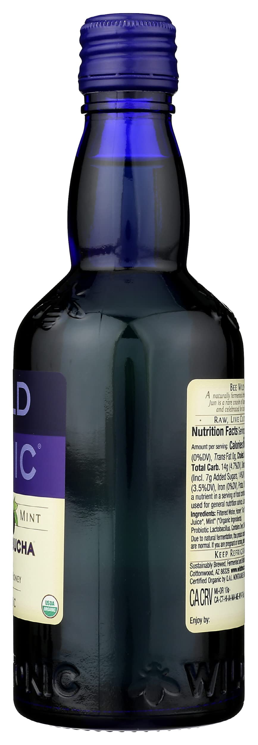 WILD TONIC Organic Blackberry Mint Jun Kombucha - 12 Fl Oz - Refreshing Probiotic Drink