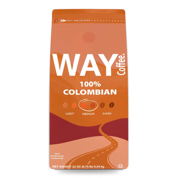 WAY Coffee Medium Roast Ground Coffee - 100% Colombian (12 Oz)