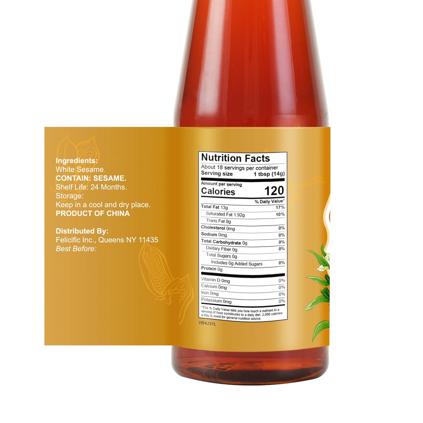 Soeos Sesame Oil, Toasted Sesame Seed Oil, 8.45 Fl Oz (250 ml) Pack of 2, Total 500 ml, Nutty Flavor, Perfect for Asian Food, No