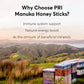 P.R.I Manuka Honey Sticks, Certified MGO 60+, Raw New Zealand Honey, 50 Count