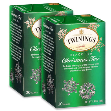 Twinings Christmas Tea - Black Tea Blended With Spicy And Aromatic Clove And Cinnamon, Tea Bags Individually Wrapped, 20 Count E