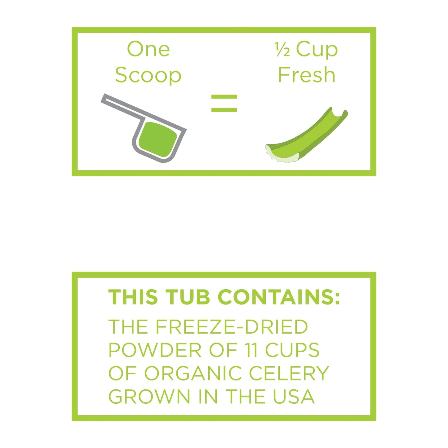 KOYAH - Organic USA Grown Celery Powder (1 Scoop = 1/2 Cup Fresh): 22 Servings, Freeze-dried, Whole-Stalk Powder