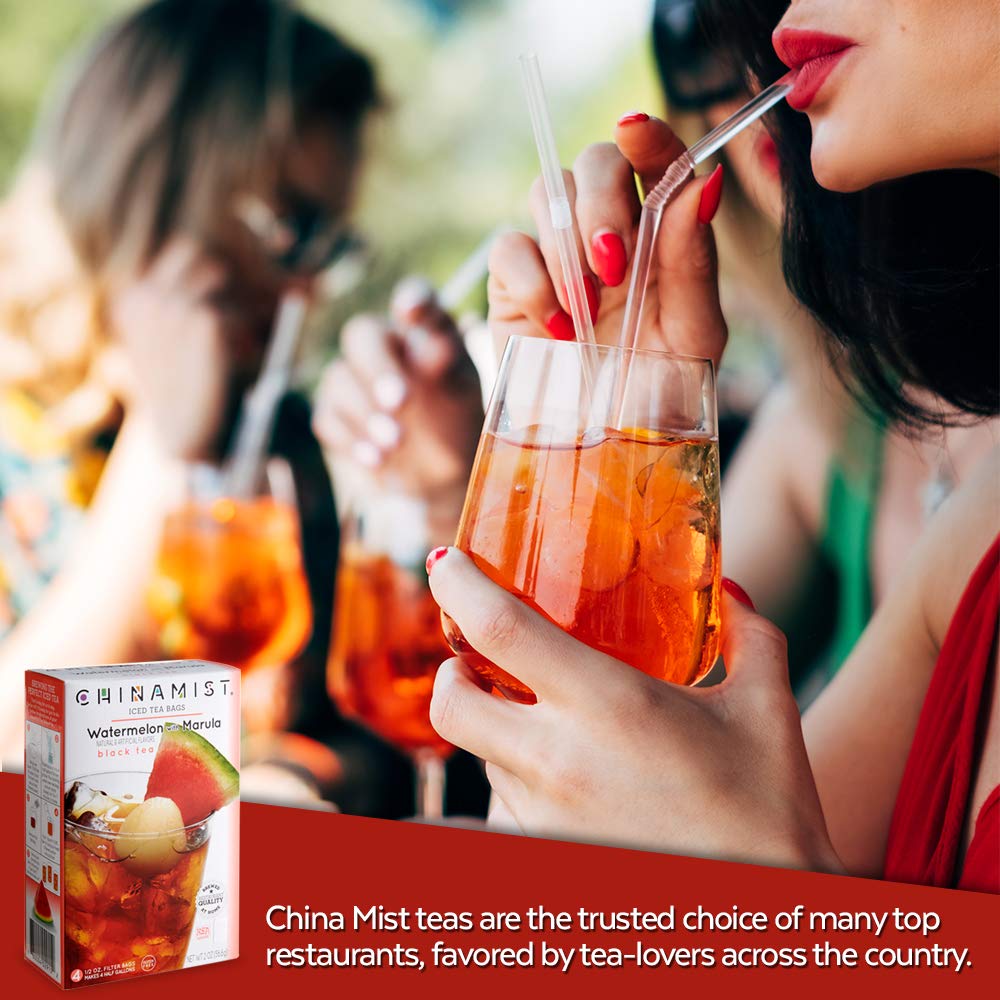 China Mist Iced Tea - Watermelon With Marula Black Tea Infusion - Refreshing And Delicious - Each Tea Bag Yields 1/2 Gallon - 4