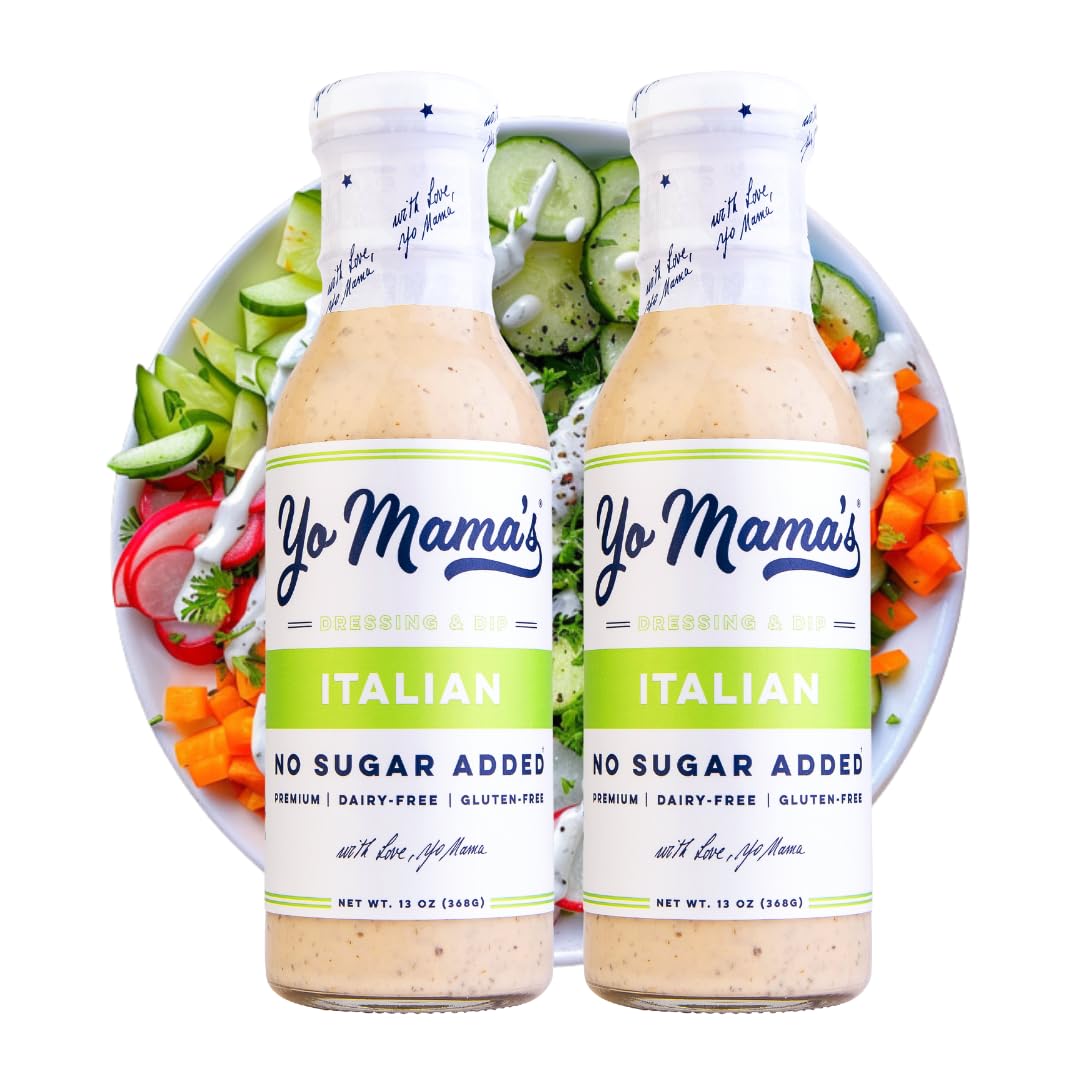 Yo Mama's Foods Keto Italian Dressing and Dip - Pack of (2) - Low Carb, No Sugar, Low Sodium, and Gluten-Free