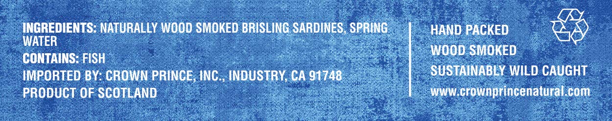 Crown Prince Brisling Sardines in Spring Water, 3.75 oz Cans, Pack of 12