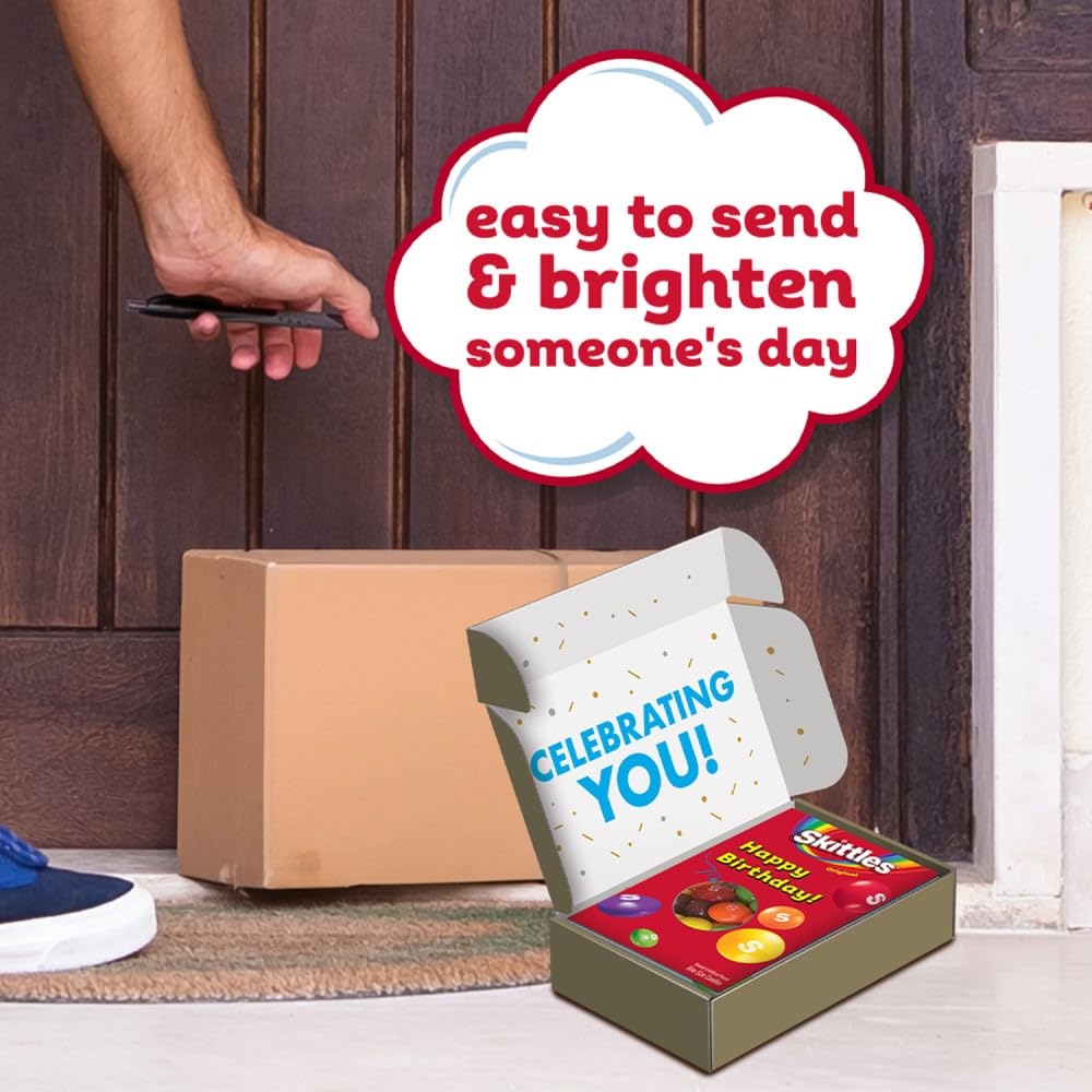 Skittles Original Chewy Candy Happy Birthday Card & Gift Box All In One Birthday Present For All Ages, 11.28 Oz Box