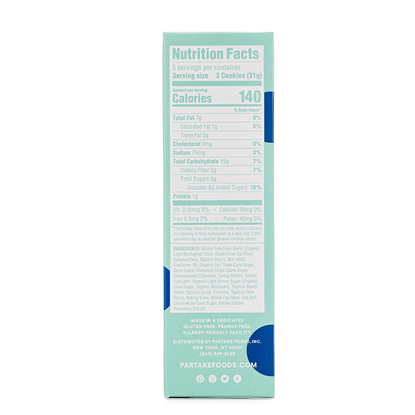 Gluten Free Soft Chocolate Chip Cookies By Partake | Vegan Cookies (5.5Oz, 6 Packs) | No Peanuts, Soy, Dairy, Tree Nuts | Safe School Snack