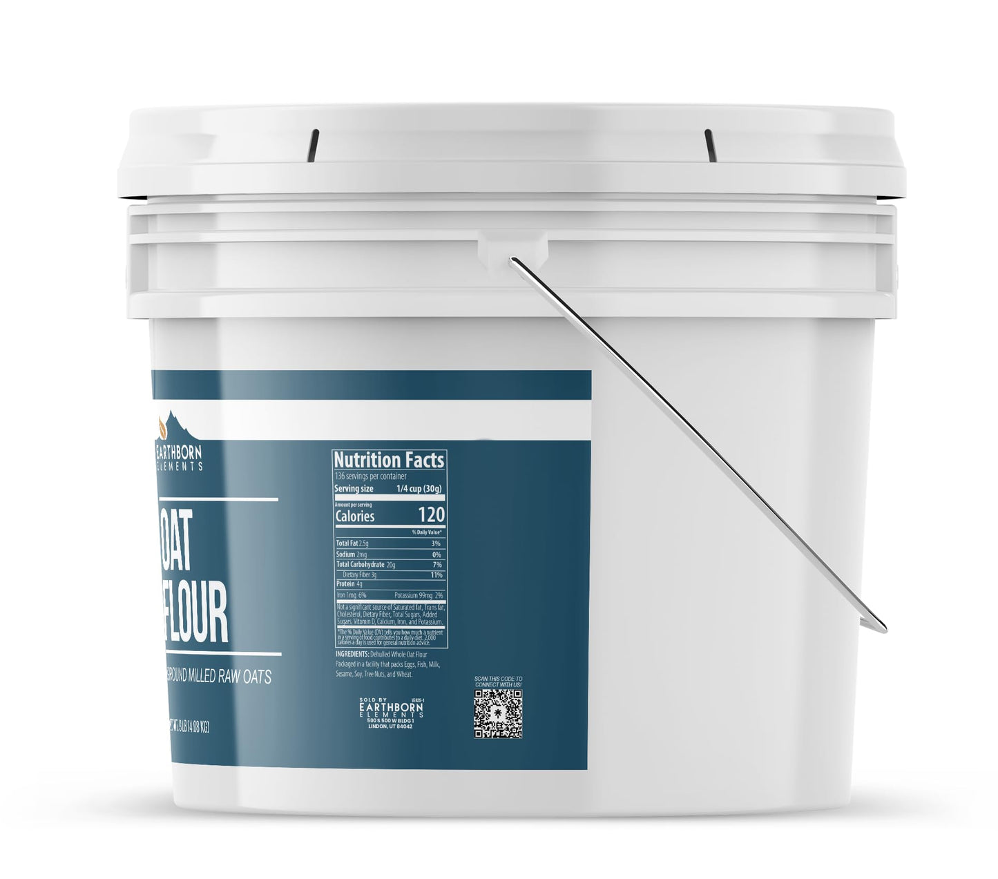 Earthborn Elements Oat Flour 2 Gallon Bucket, Gluten Free, Baking