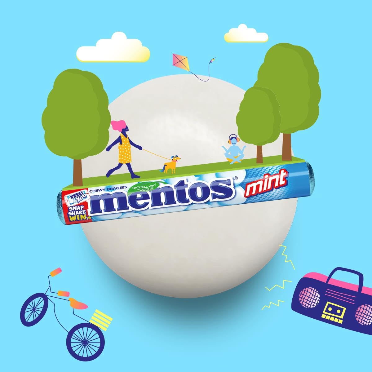 Mentos Mint Chewy Dragees 38 g (Pack of 40)