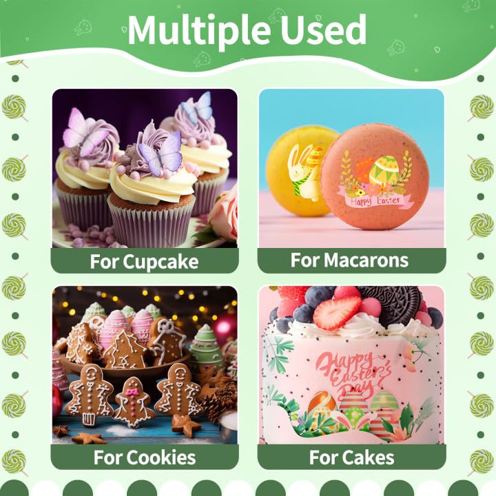 Edible Paper, Frosting Sheets A4 Size With 120Pcs Wafer Butterflies, Icing Sheets For Cakes Printable, Edible Image Paper, Sugar