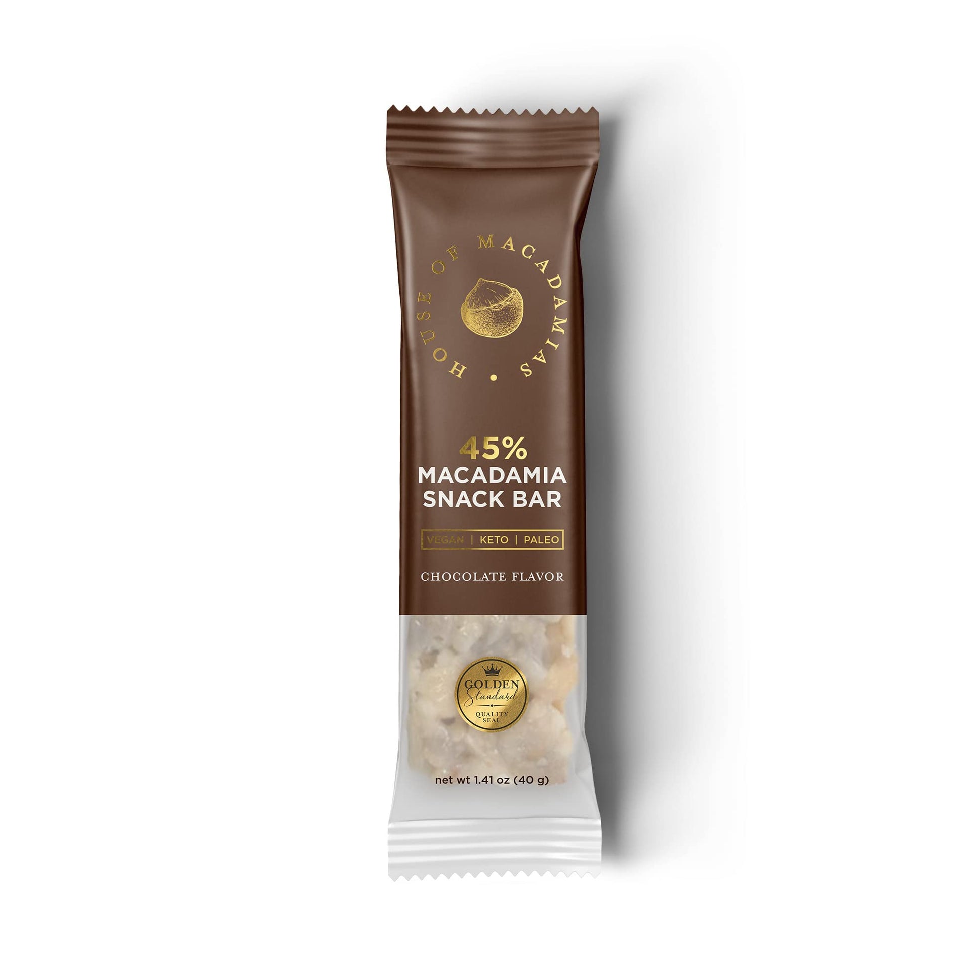 House of Macadamias Macadamia Snack Bars, Chocolate, Keto, Vegan, Gluten-Free, 1.41oz, Sugar-Free, Dairy-Free, Healthy Snack