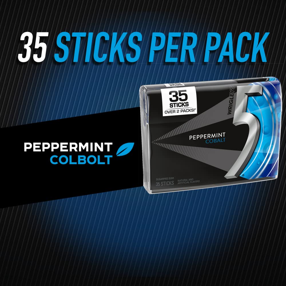 5 GUM Peppermint Cobalt Sugar Free Gum, 35-Stick Pack, 6 Packs