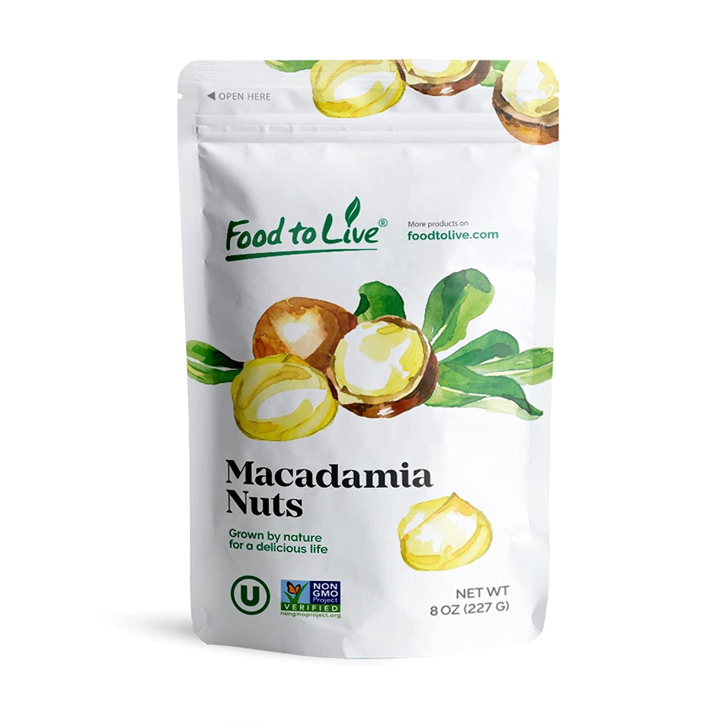 Food to Live Whole Macadamia Nuts, Raw, Unsalted, Keto Friendly, 8 Ounces