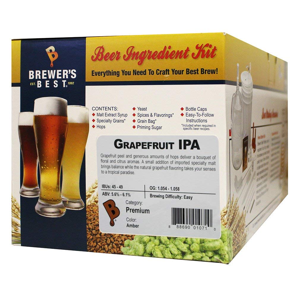 Brewers Best Home Brew Beer Ingredient Kit - Grapefruit IPA - 5 Gallon - Stainless Steel - Model 1071 - Brown
