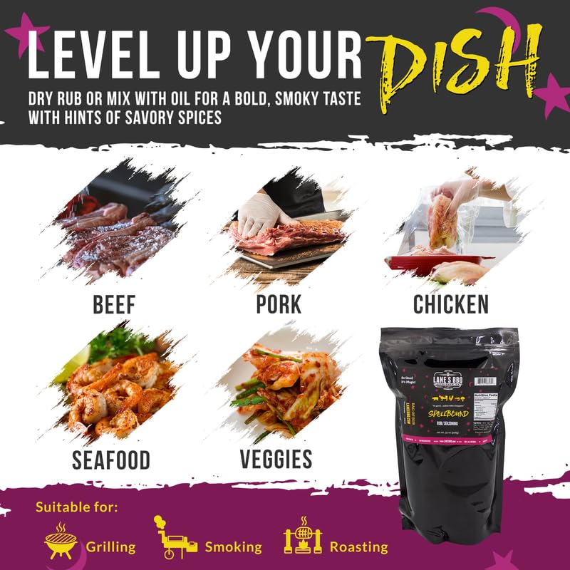 Lane's Spellbound Pork Rub Seasoning - Premium Sweet and Smoky Pork Butt Rub, Rib Rub & Chicken Rub | Deep, Rich, Smoky Flavor |