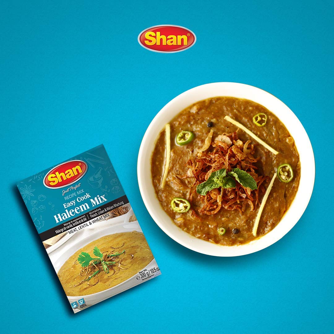 Shan Haleem Recipe And Seasoning Mix 1.76 Oz (50G) - Spice Powder For Traditional Meat And Lentil Curry - Suitable For Vegetarians - Airtight Bag In A Box (Pack Of 2)