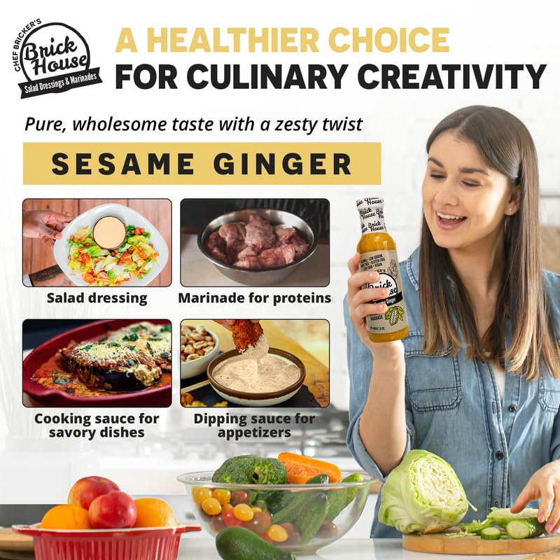 Brick House Sesame Ginger Salad Dressing, Low Carb, Non-GMO, 12 Oz
