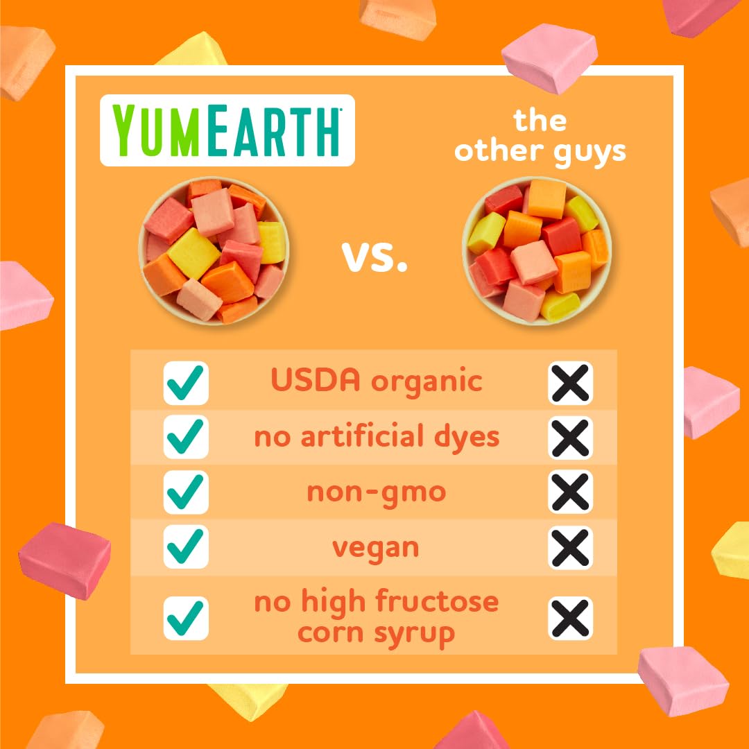 YumEarth Organic Chewys Fruit Flavored Candy Chews - Allergy Friendly  Gluten Free  Non-GMO  Vegan  No Artificial Dyes - Assorted Flavors 35ct Bulk Bag