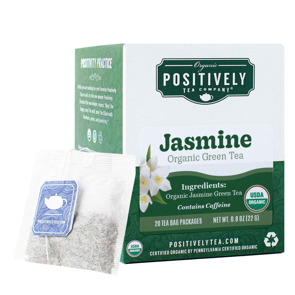 Organic Positively Tea Company Jasmine Green Tea Bags, 20 Count, Pack of 1