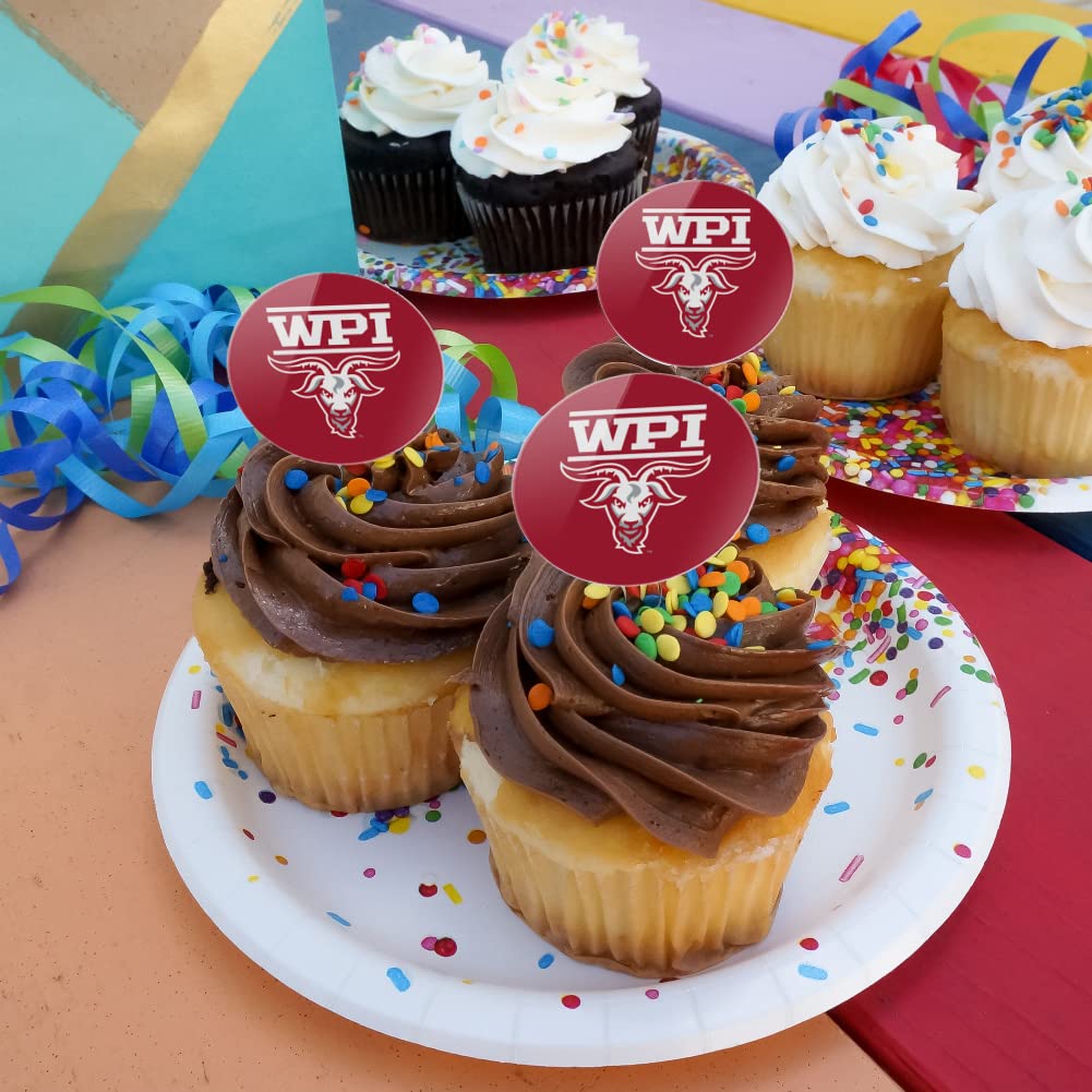 Worcester Poly Primary Logo Cupcake Picks Toppers Decoration Set Of 6