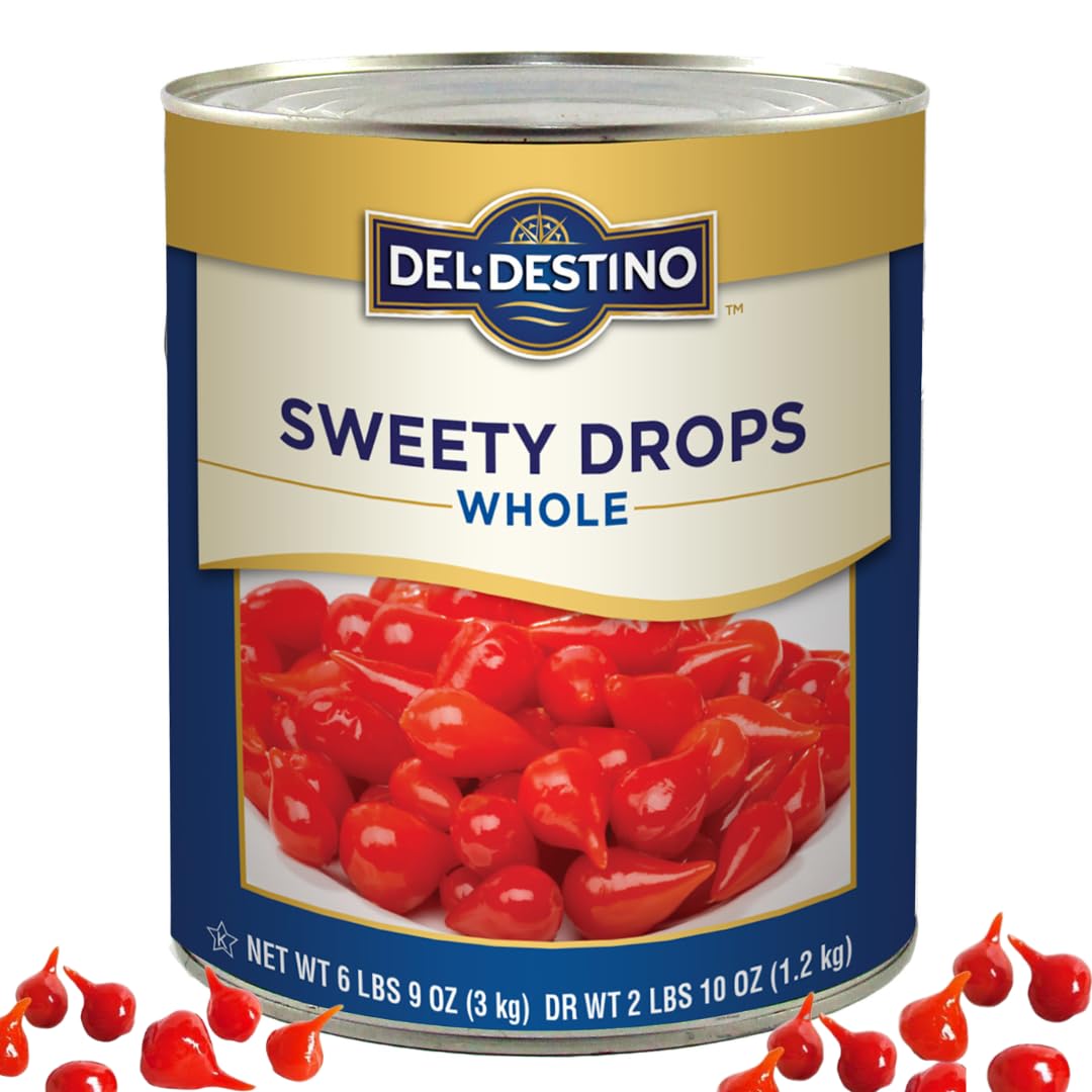 Del Destino Red Sweety Drop Miniature Peppers Tin, 28 Oz, 1.75 lb Pack