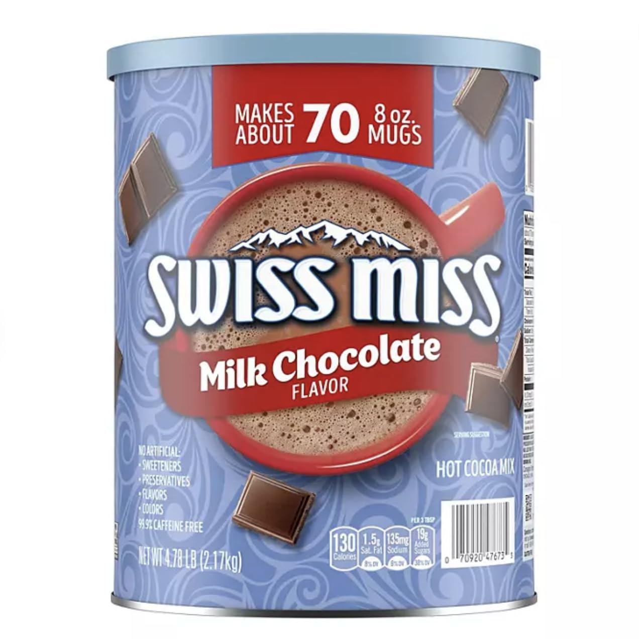 Swiss Miss Milk Chocolate Hot Cocoa Mix Canister  70 Servings  4.78 Lb