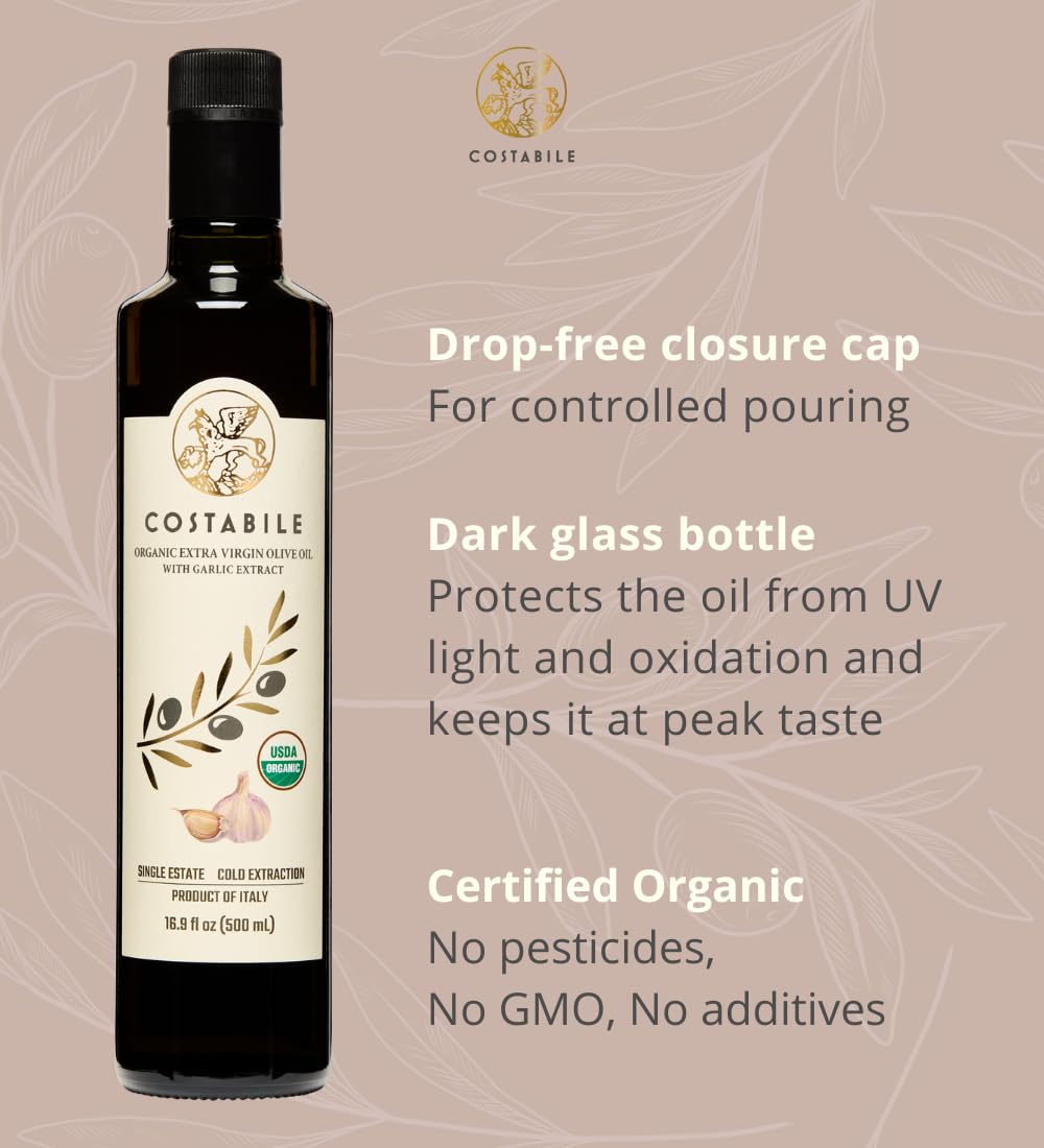 Garlic Infused Olive Oil Extra Virgin from Italy. Organic Garlic Olive Oil Extra Virgin from a single source. Ideal as garlic oi
