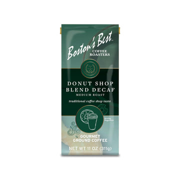 Bostons Best Coffee - Hearty Medium-Roast Donut Shop Decaf Gourmet Premium Ground Coffee, 11 oz. / 311 g Bag