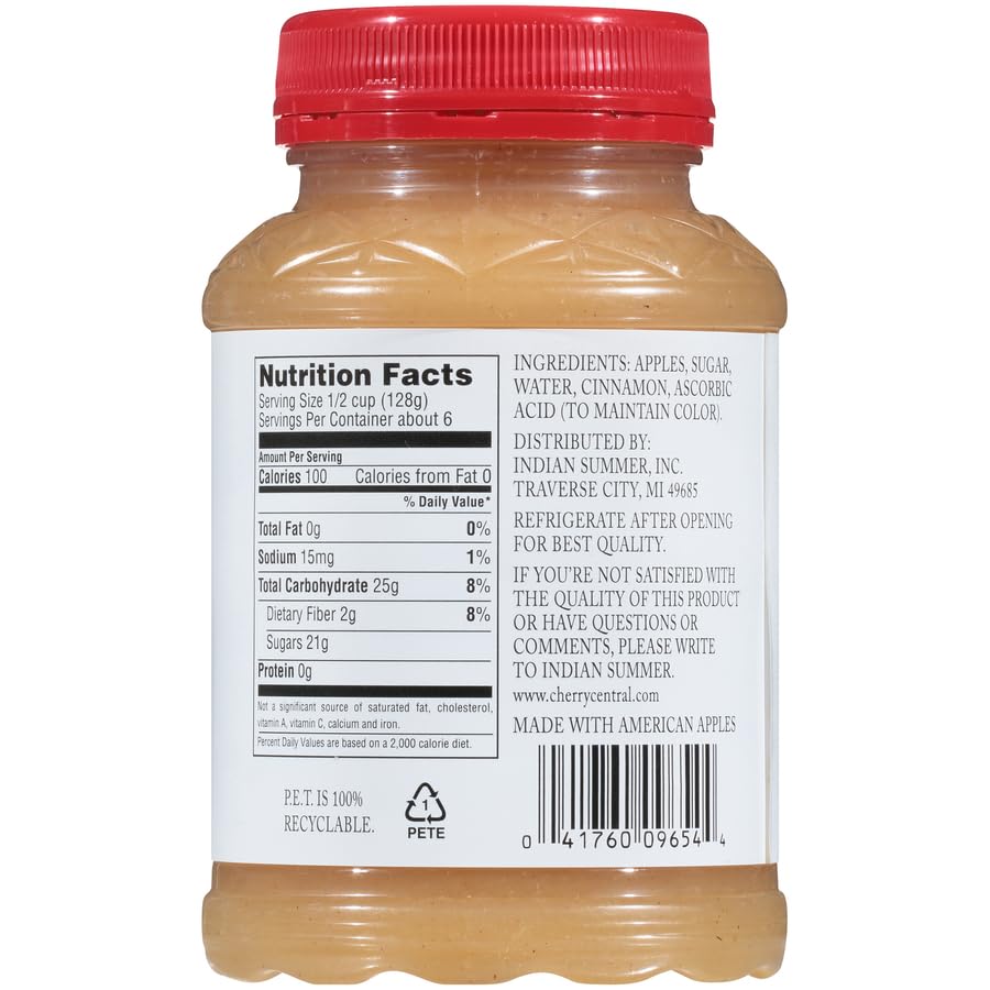 Indian Summer Enhanced Chunky Applesauce Made From Us Apples And American Growers (Cinnamon, 24 Ounce Each, Pack Of 2)