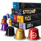 Real Coffee Strong Espresso Variety Pack for Nespresso | 100 Bold Aluminum Capsules | 6 Intense Italian Flavors | 100% Nespresso Compatible Pods