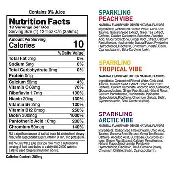 Celsius-Energy Sparkling Vibe Variety Pack, 12 Fl. Oz., 6 Pack - Peach, Tropical, And Arctic Vibe (6 Pack)