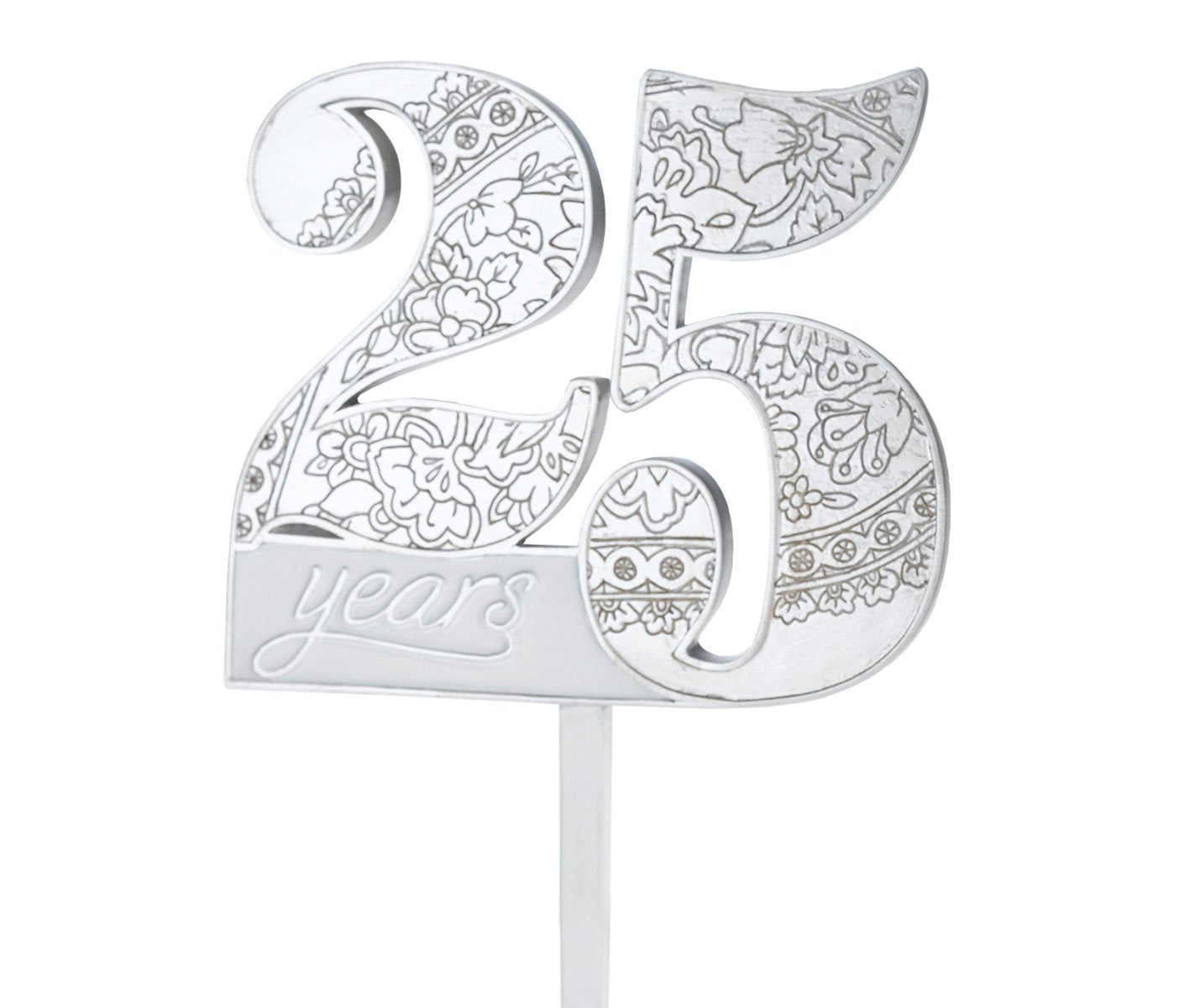 Lillian Rose 25th Anniversary Decor Number Cake Topper, White