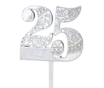 Lillian Rose 25th Anniversary Decor Number Cake Topper, White