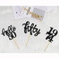 24 Pcs Black Glitter 50Th Birthday Cupcake Toppers For 50Th Birthday Celebrating Party Decorations