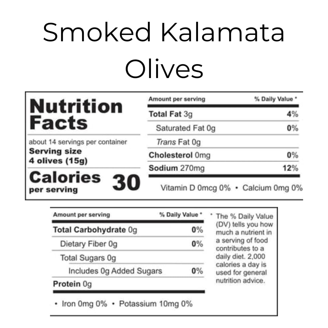 Divina Smoked Kalamata Olives, 2-Pack, 13.4 oz - Gourmet Mediterranean Snack