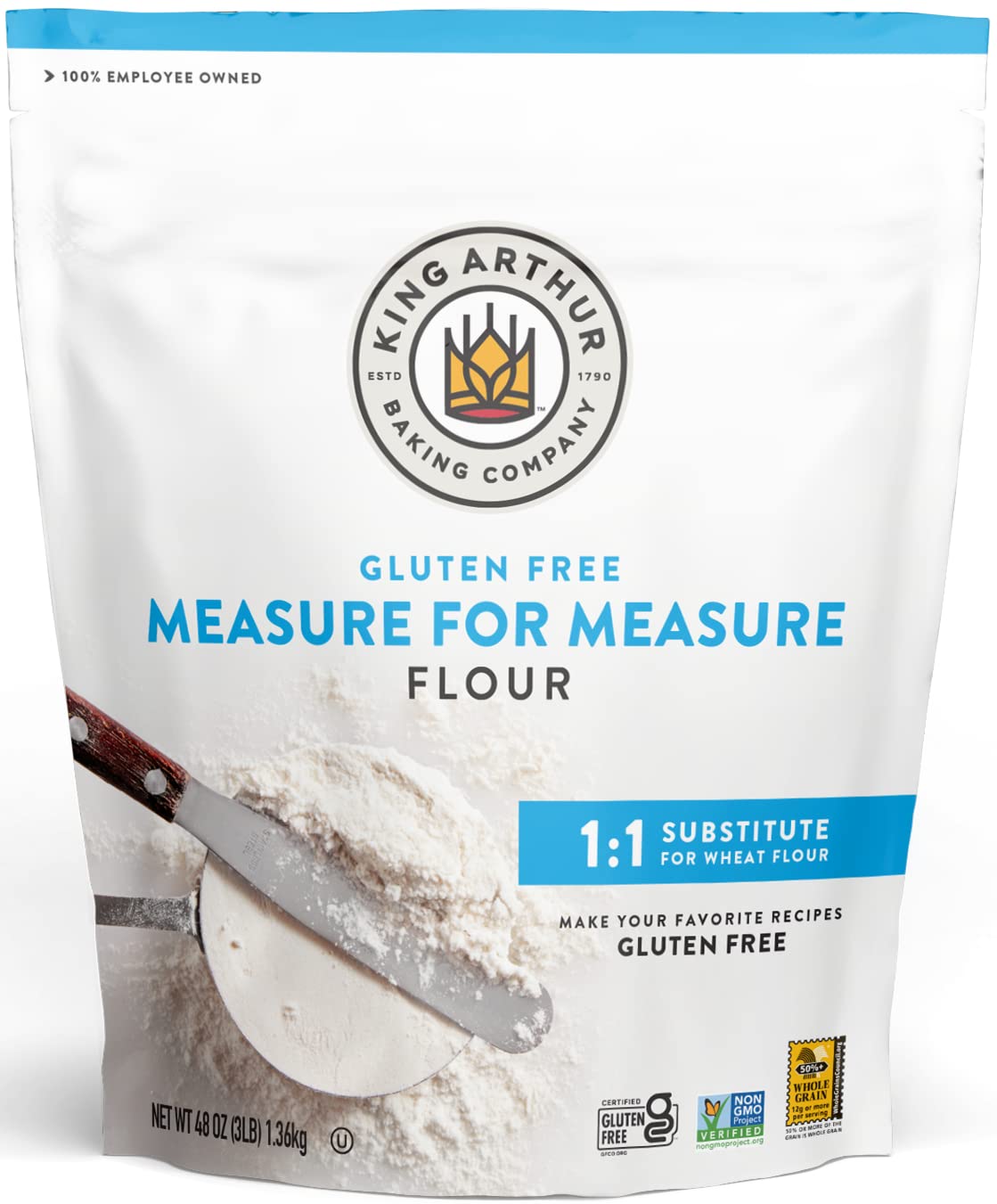 King Arthur, Measure for Measure Flour, Certified Gluten-Free, Non-GMO Project Verified, Certified Kosher, 3 Pounds, Packaging M