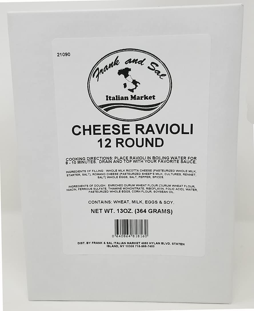 Fresh Ravioli 6 Boxes -Large Round Cheese - Made In Nyc By Frank And Sal Italian Market - 72 Count