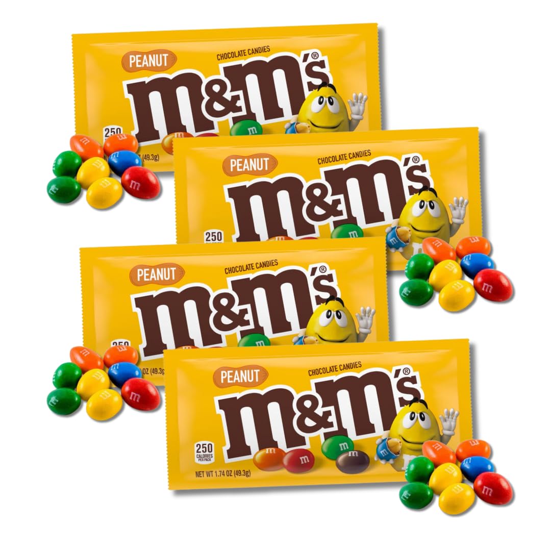 Classic Full Size Candy & Candy Bar Gift Packs By Lyza's Sweets & Treats (Pack of 4, Peanut M&Ms)